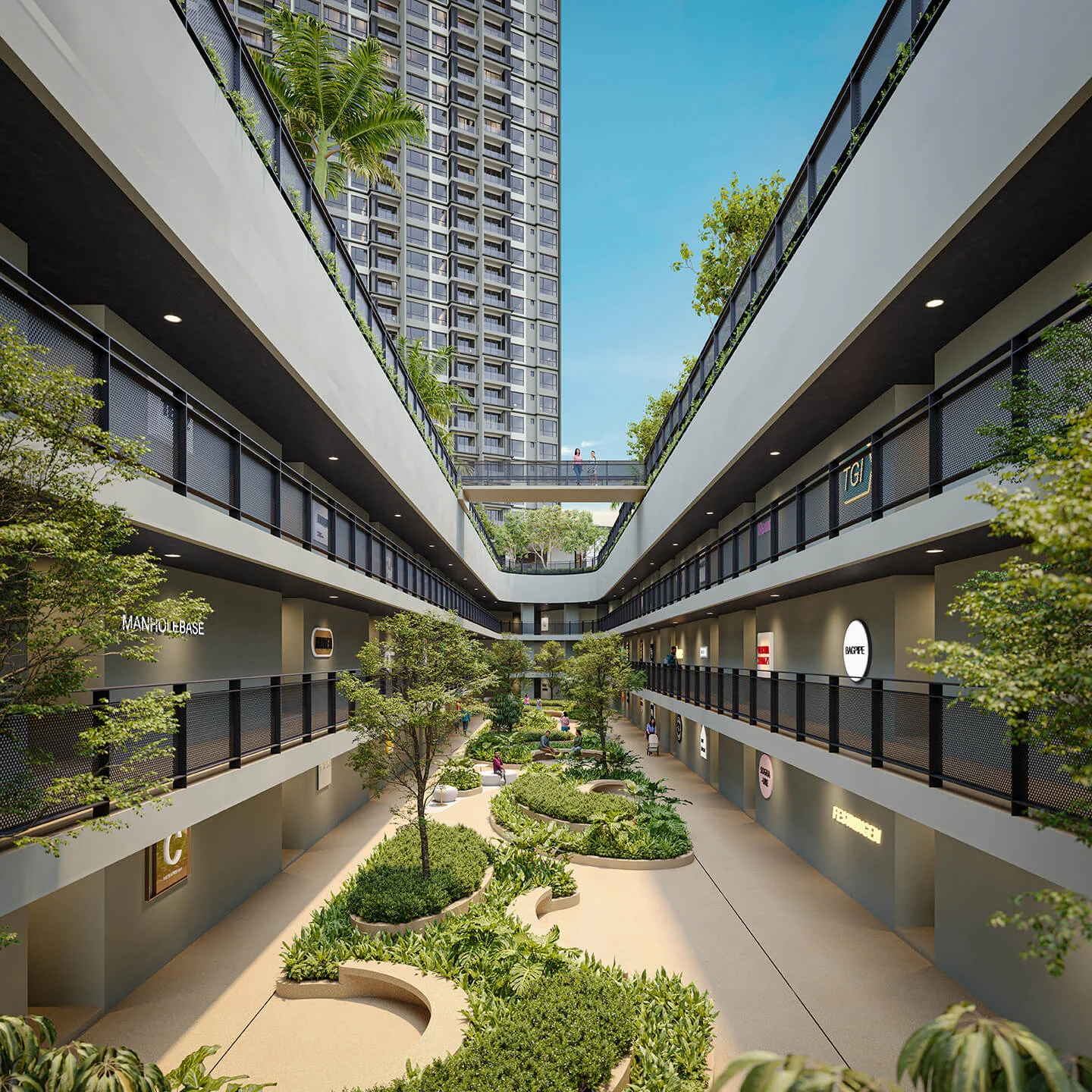 Covered garden walkway between Merione buildings, artist's impression